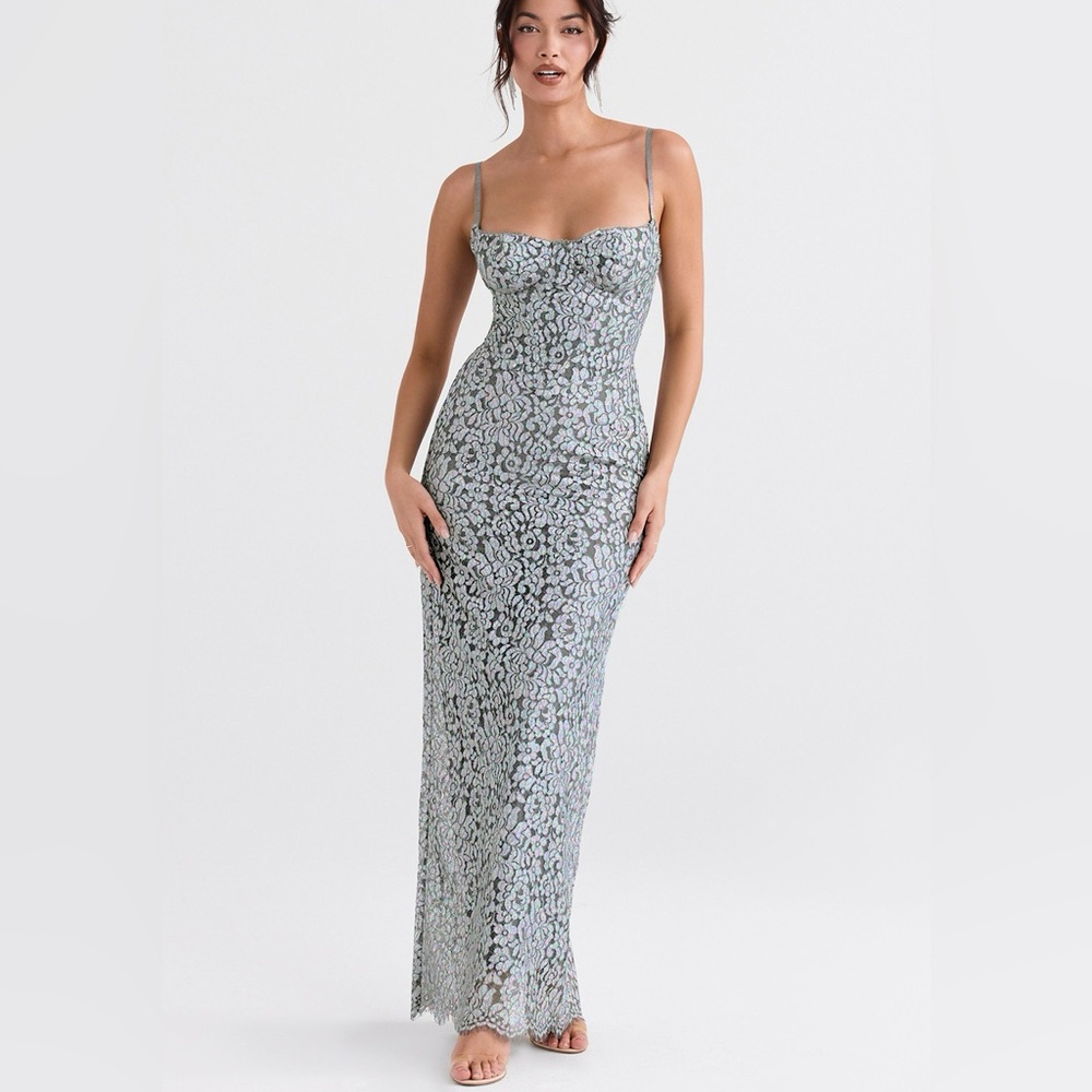 House of CB Maxi Dress Corset Style  Katja Size S Blue